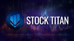 Stock Titan logo with blue shield icon and white text on a purple stock-market background