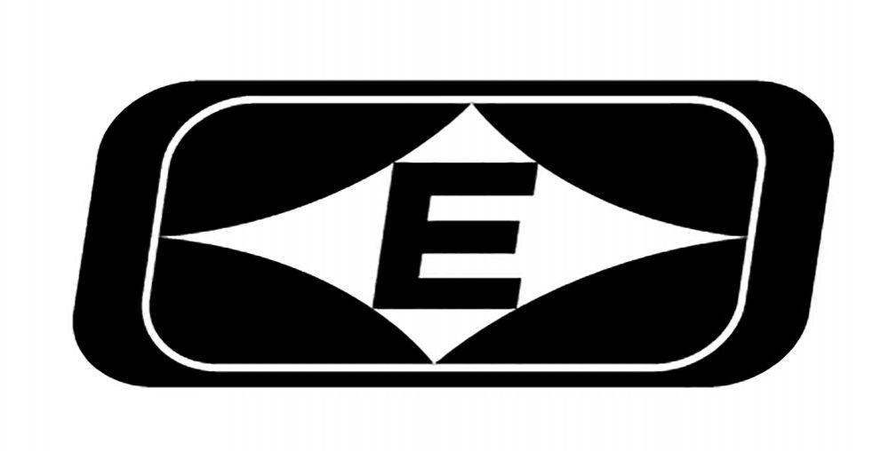 Black and white oval logo with a stylized E in the center
