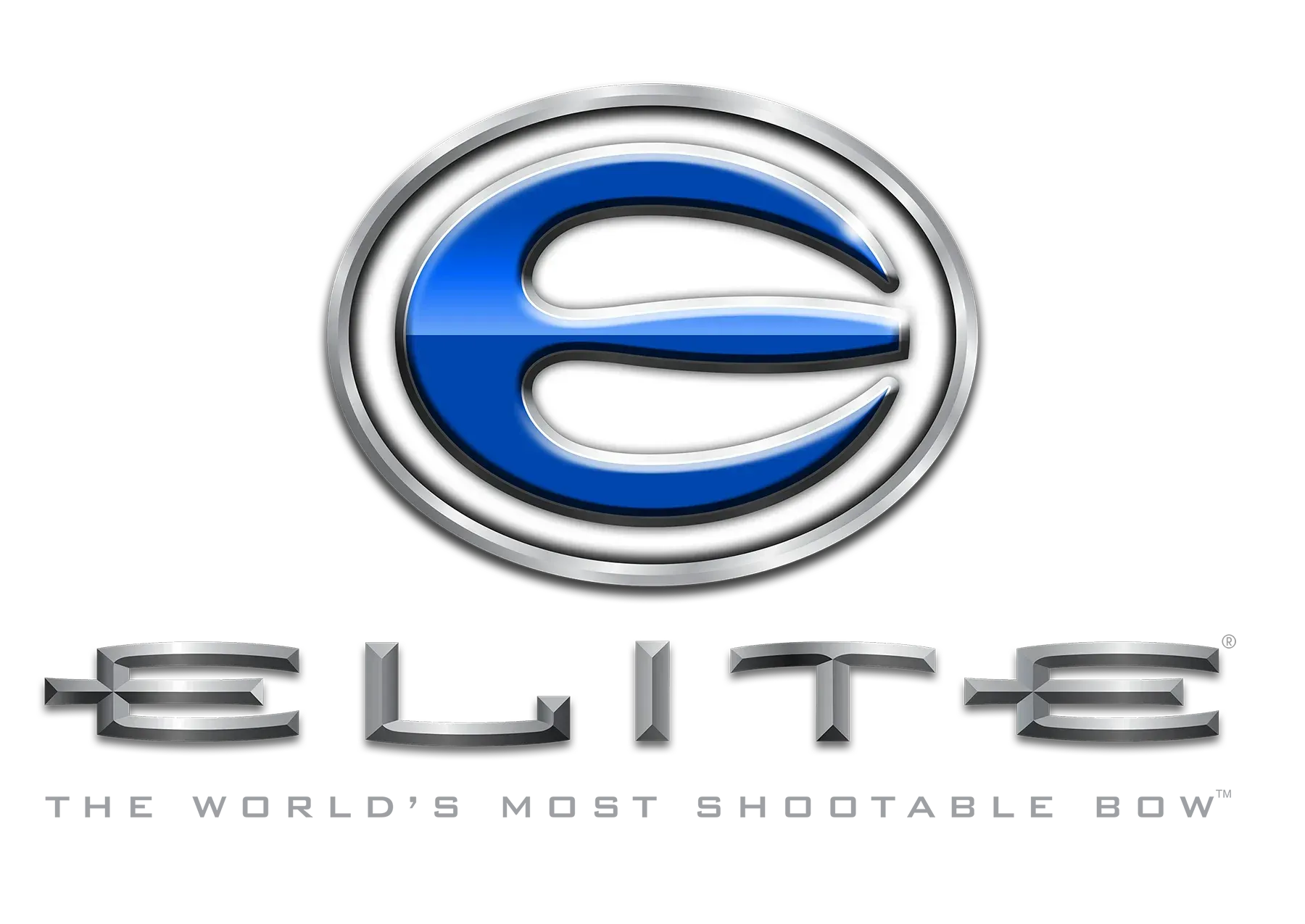 Elite logo: silver and blue emblem above metallic “ELITE” text with the tagline “The world’s most subportable bow.”