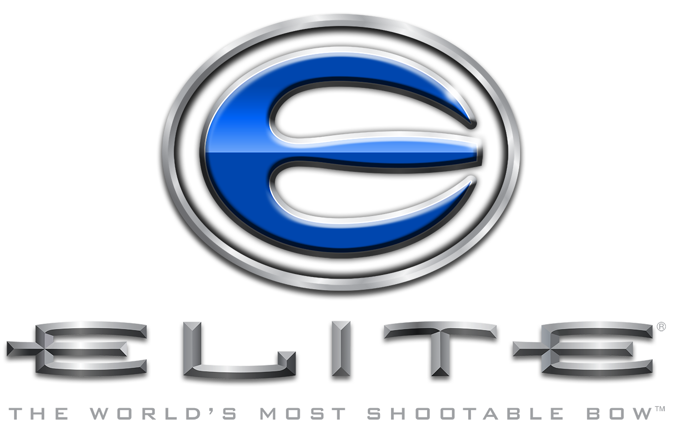 Elite logo with blue oval emblem and silver text reading “ELITE” and “The World’s Most Shootable Bow”