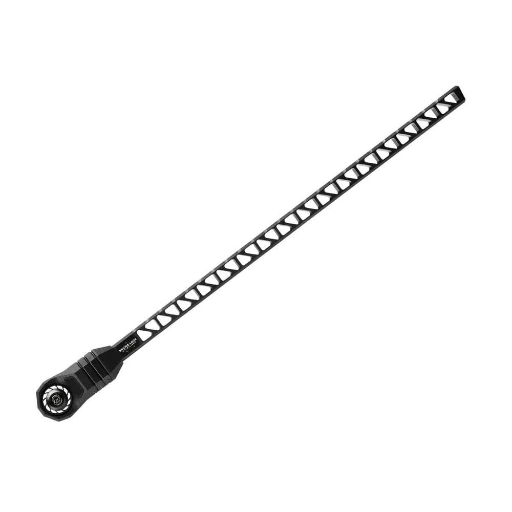 Black telescoping pole with a diamond-patterned shaft on a white background