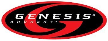 Genesis Archery logo in black, red, and white with a stylized red G oval