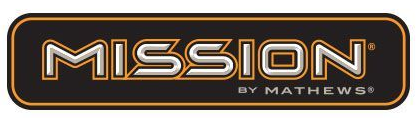 Moss green and orange Mission by Mathews logo on a black rounded rectangle background