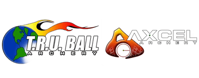 TRU Ball and AXCEL logos with globe and flame graphics on a white background