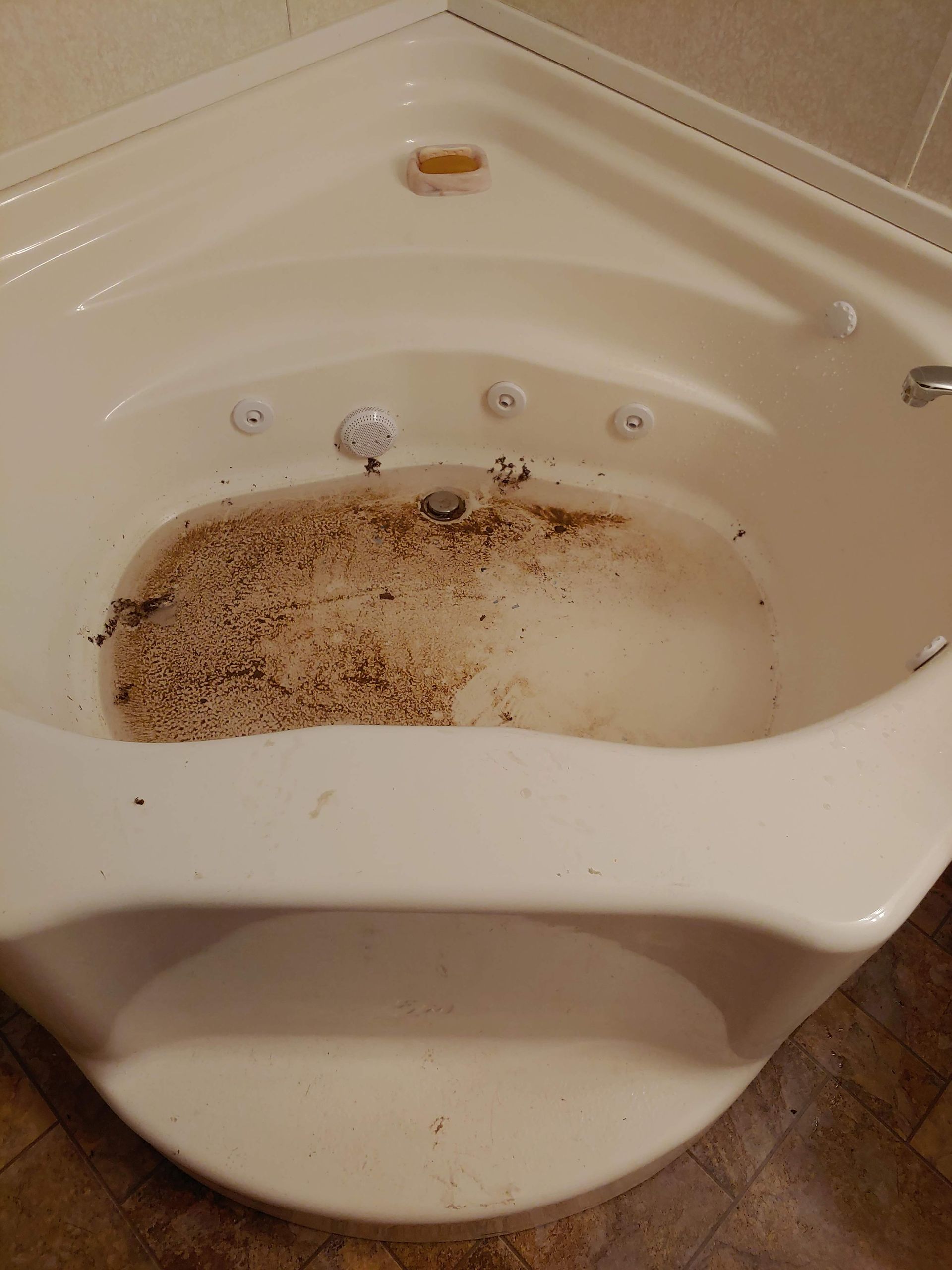 Very dirty jacuzzi tub