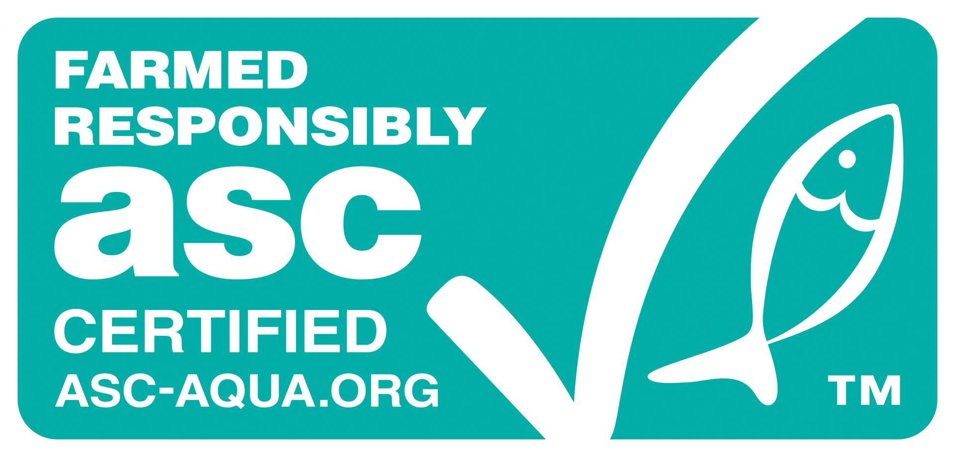 Blue horizontal oval logo containing a white stylized fish icon and the white text