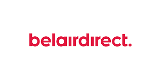 Logo belairdirect en rouge minuscule sur fond blanc
