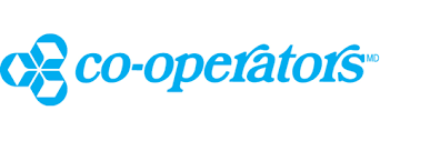 Logo de Cooperators en caractères bleus minuscules avec une icône géométrique bleue sur fond blanc