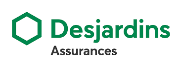 Logo de Desjardins Assurances en vert et gris avec une icône hexagonale.