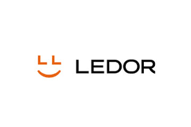Logo LEDOR avec icône orange et texte noir sur fond blanc