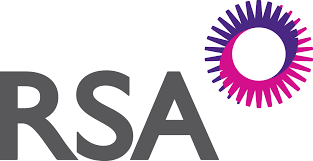Logo RSA gris avec un anneau soleil violet-rose au-dessus du A