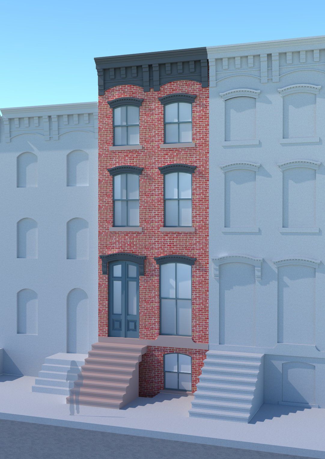 An artist 's impression of a brick building with stairs