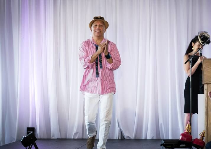 Man in pink shirt