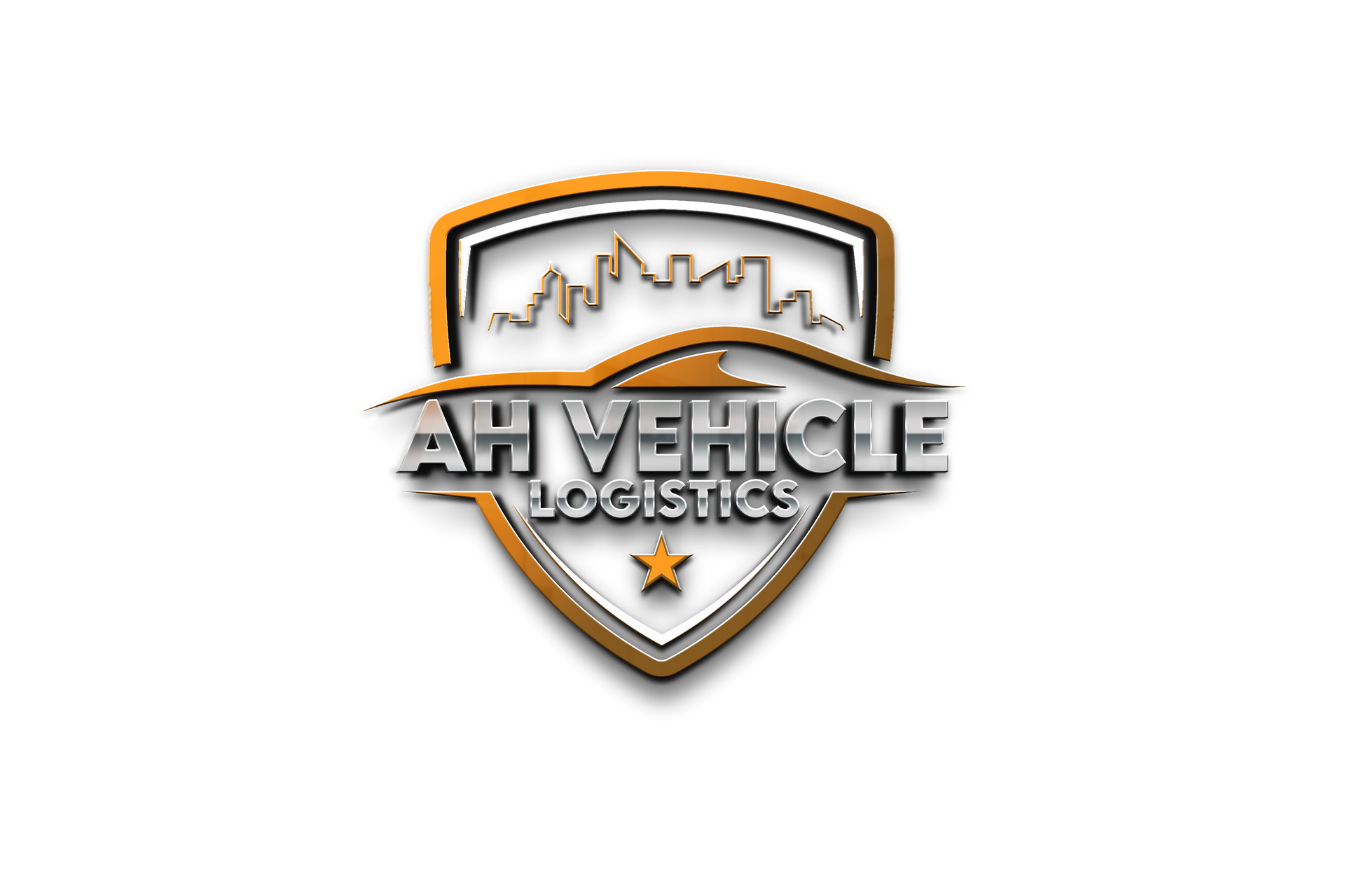 A logo for ah vehicle logistics with a shield and a star