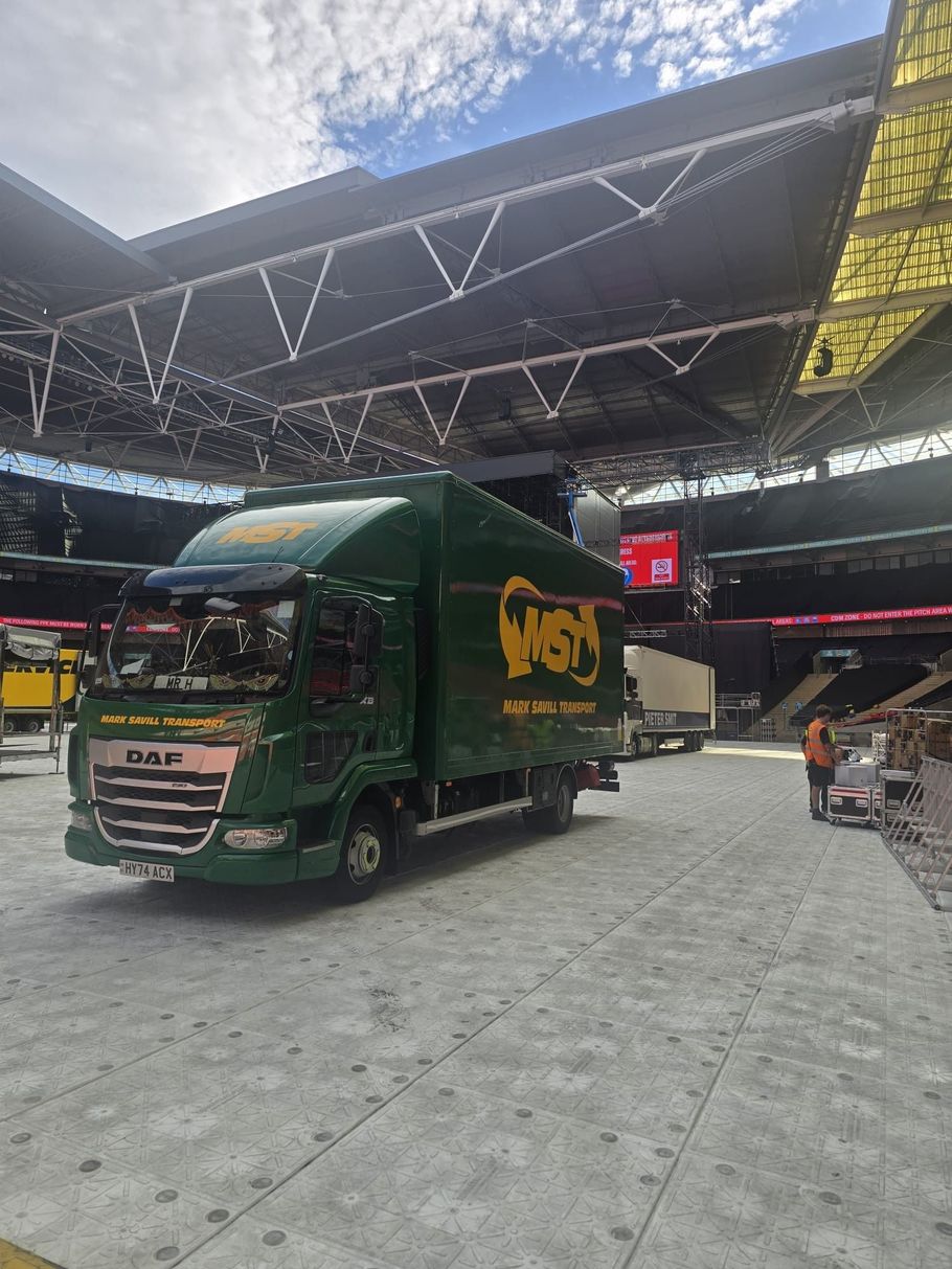 MST truck in a stadium