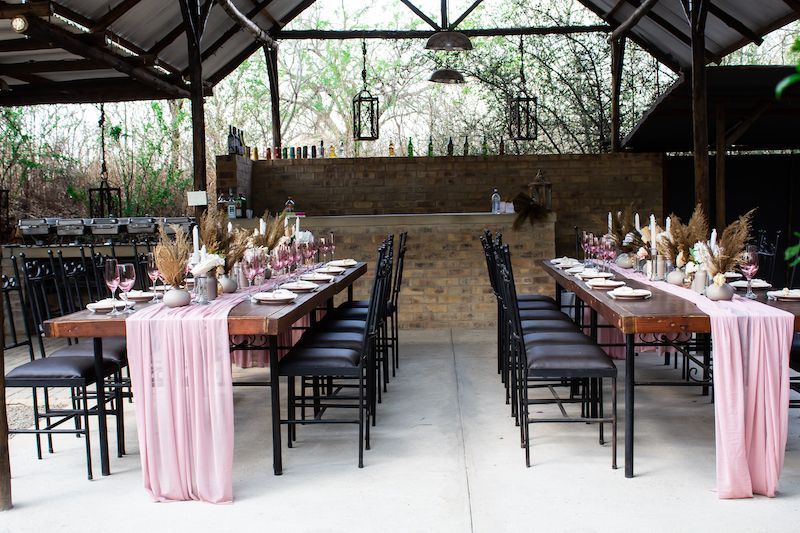 Tables prepared for a stylish & intimate event in Fairy Woods at Riverside Castle.