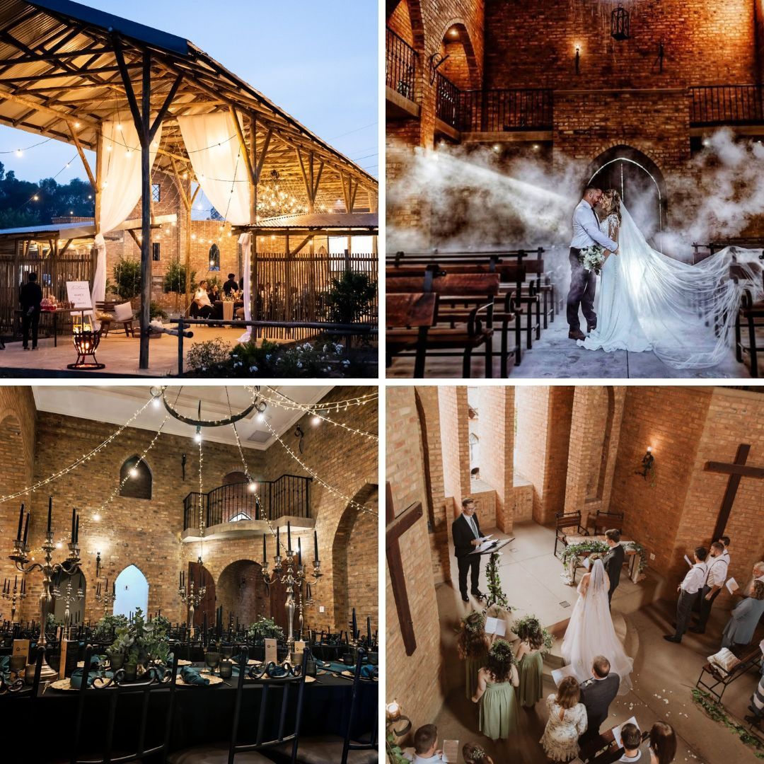 Collage of different venues at Riverside Castle in Pretoria East.