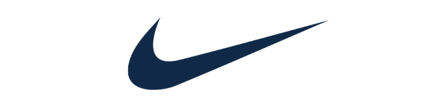 A close up of a blue nike logo on a white background.