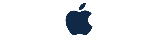 A silhouette of an apple with a leaf on a white background.