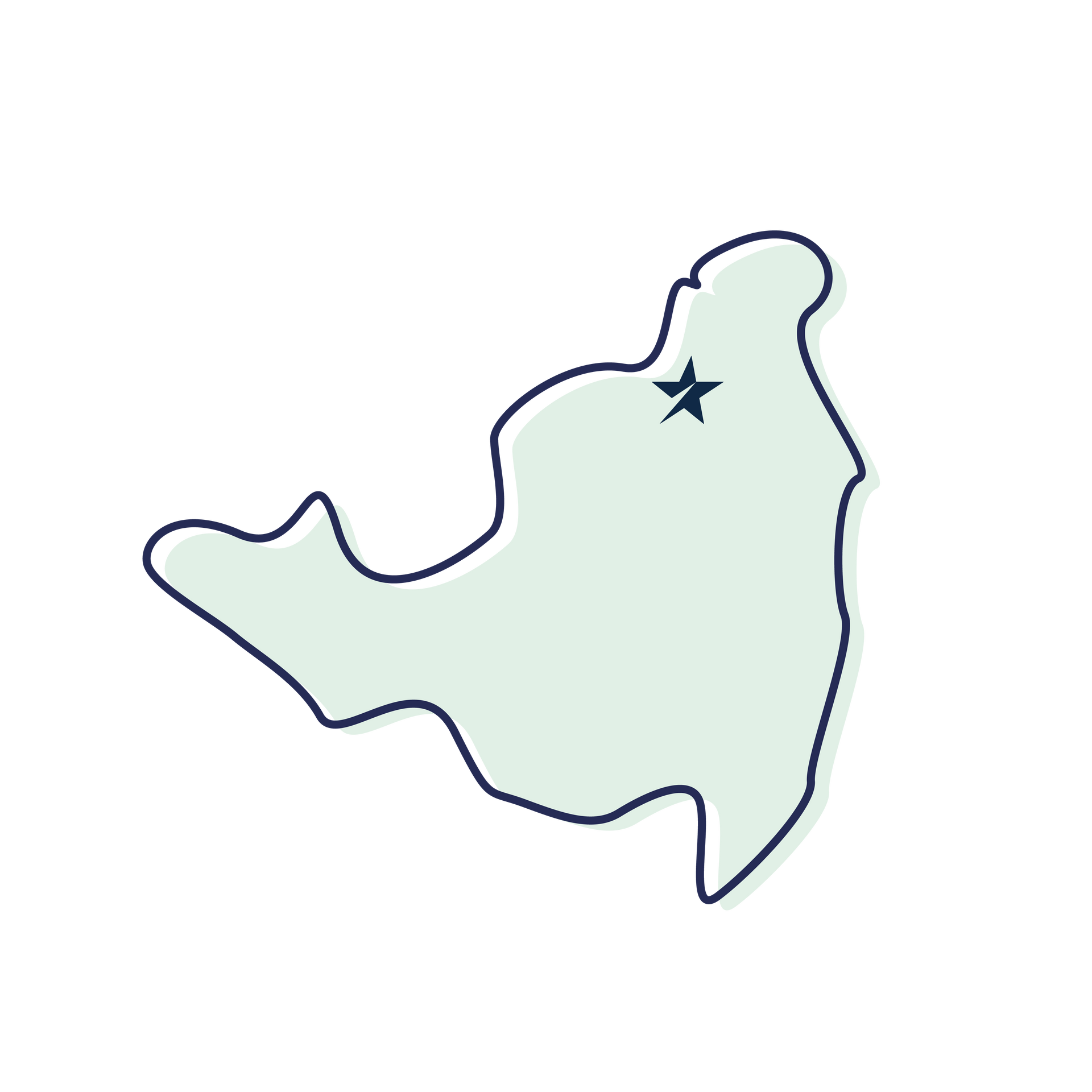 A drawing of a map with a star in the middle.