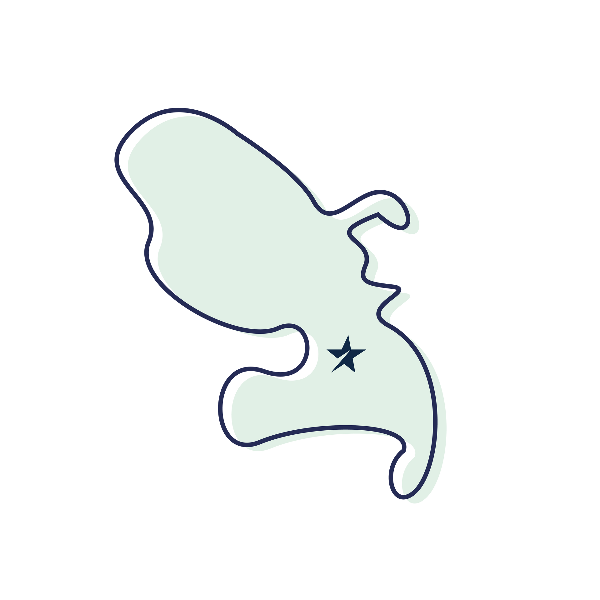 A drawing of a ghost with a star on it.