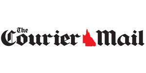 The Courier Mail logo with black text and a red outline of Queensland.
