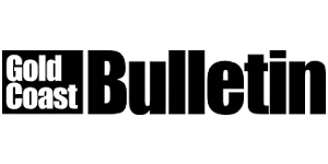 Gold Coast Bulletin logo in black and white. "Gold Coast" in white letters in a black box, next to "Bulletin".