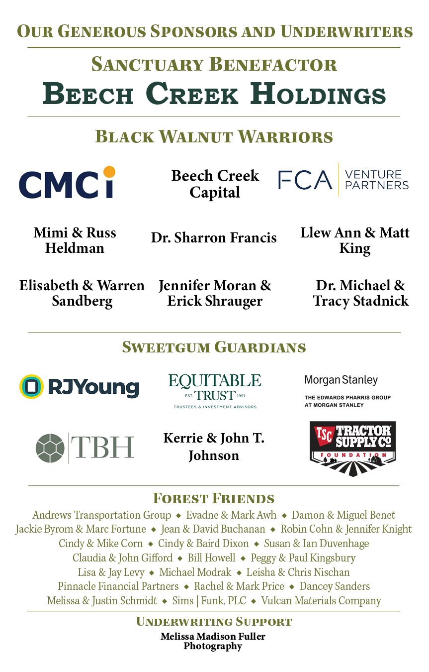 Sponsors listed with logos and names for a sanctuary event.