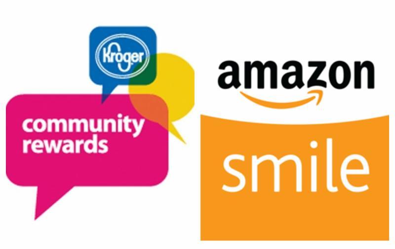 Logos for Kroger Community Rewards and AmazonSmile, helping community donations.
