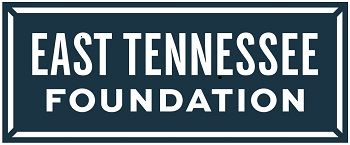 The East Tennessee Foundation logo: white text on a dark blue rectangular background with a double-line white border.