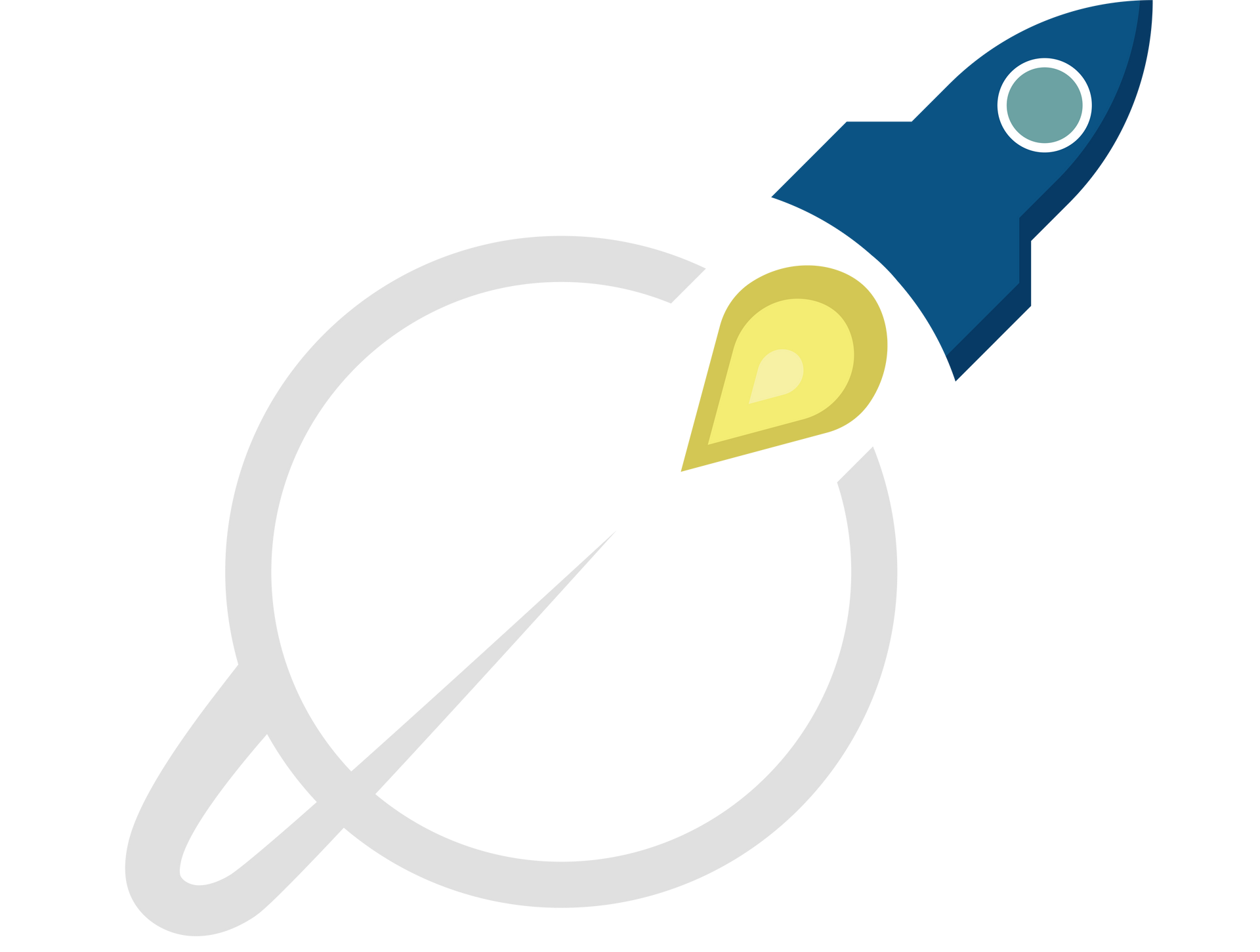 A logo for launch with a rocket in a circle