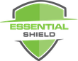 ESSENTIAL SHIELD logo in green and gray on a shield shape