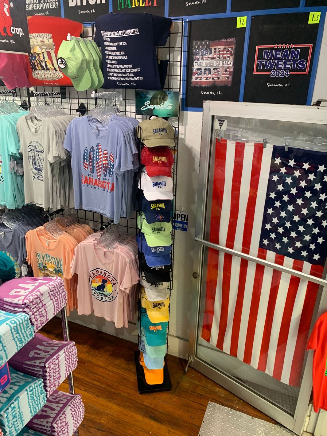 Main Gift Shop SRQ interior and souvenir merchandise at 1385 Main Street in Downtown Sarasota.