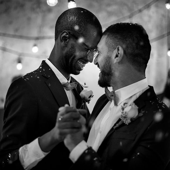 Gay Couple Dancing on Wedding Celebration — Southbridge, MA — Melody’s Marriage Memories Gay Couple Dancing on Wedding Celebration — Southbridge, MA — Melody’s Marriage Memories