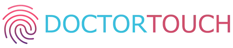 A doctor touch logo with a fingerprint on it