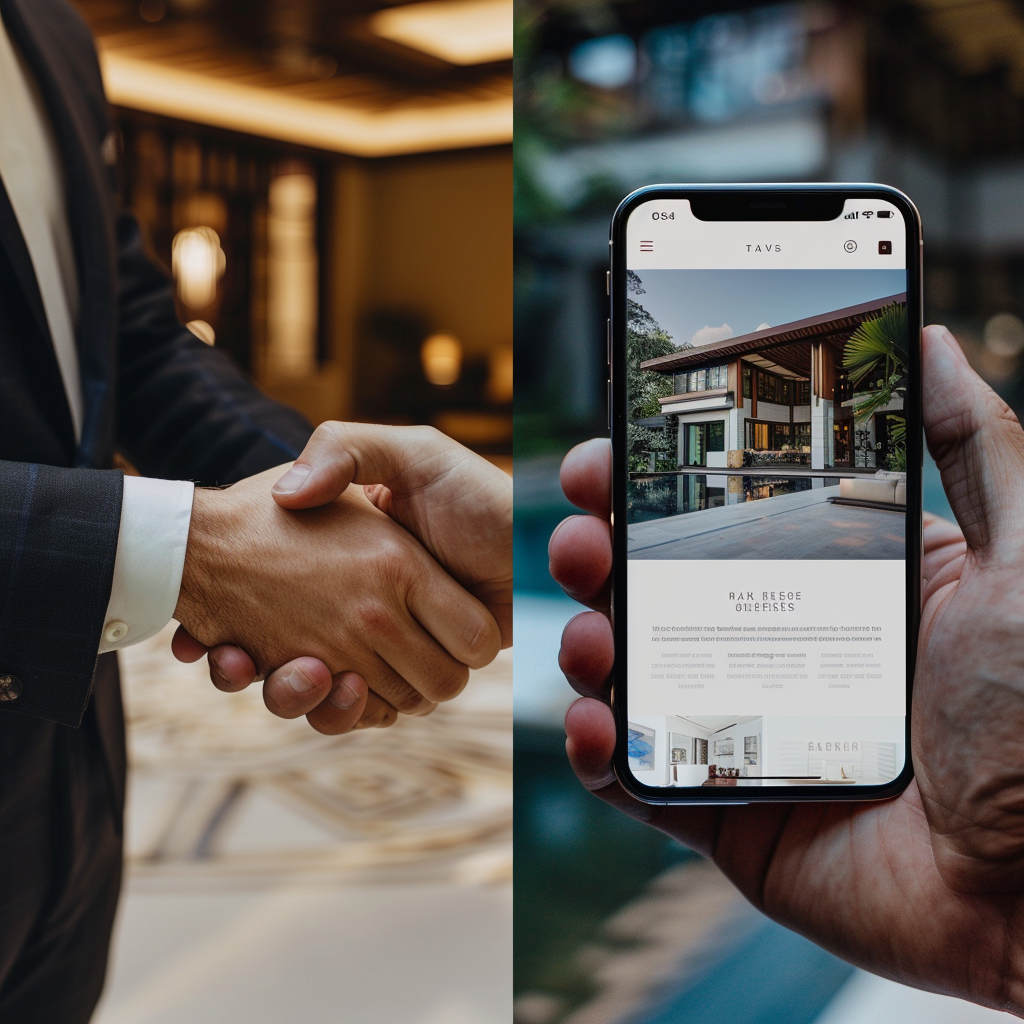 A man shaking hands next to a person holding a cell phone