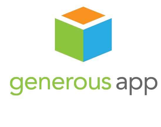 A logo for generous app with a cube in the middle