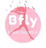 Logotipo de Pink Bfly Ropa Deportiva con la silueta de una bailarina y pájaros.