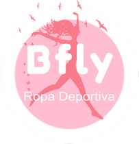 Logotipo de Pink Bfly Ropa Deportiva con la silueta de una bailarina y pájaros.
