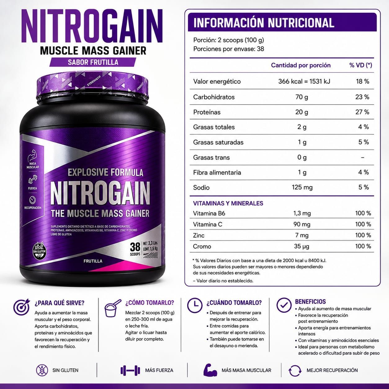 XTRENGHT Nitrogain – Muscle Mass Gainer.(S079)