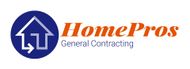 A blue circle with a house and an arrow in it, HomePros logo