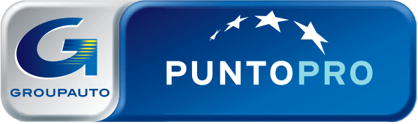 Logo per Groupauto PuntoPro: un disegno blu e bianco con una