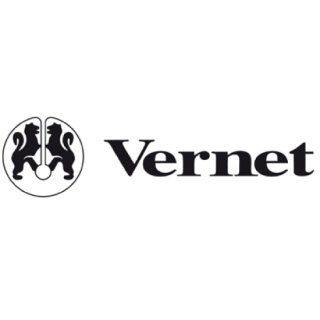 Logo Vernet con due leoni araldici all'interno di un cerchio e il nome