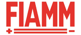Logo FIAMM in rosso su sfondo bianco. Testo
