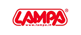 Logo LAMPA rosso all'interno di un rettangolo arrotondato con la scritta