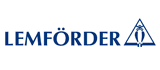Logo LEMFOR̈DER in blu scuro con un triangolo grafico contenente un occhio.
