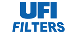 Logo UFI Filters in blu su sfondo bianco.