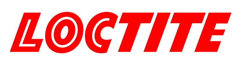 Logo Loctite rosso con contorni bianchi.