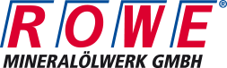 Logo della compagnia petrolifera ROW. Testo rosso con accenti blu su sfondo bianco.