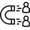 A white icon of a chain with a person 's face in the middle.